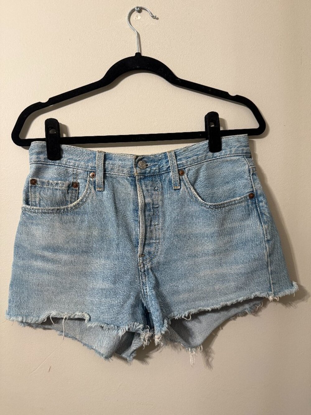 Levi’s 501 Original High Rise Cutoff Denim Shorts W27 Light Wash